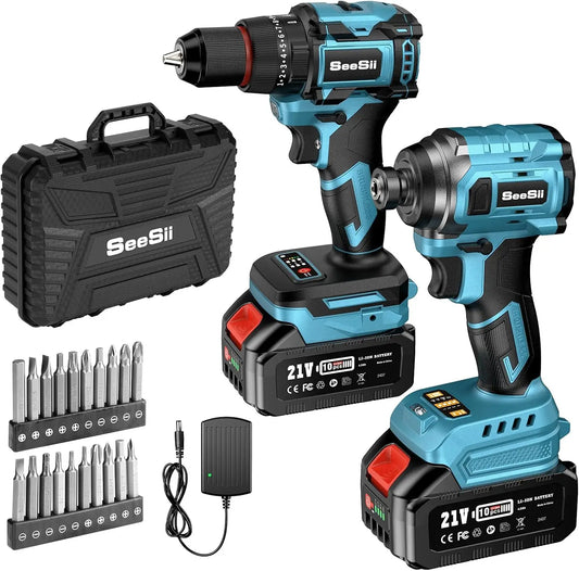 Seesii Brushless Cordless Drill And Impact Driver Kit