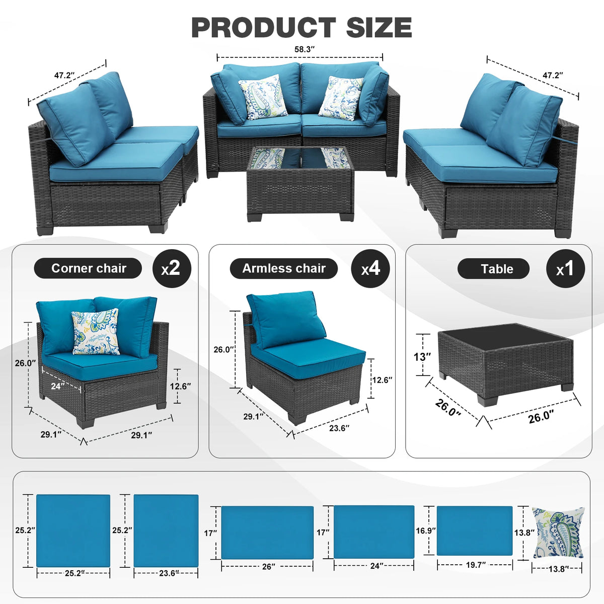 All Weather Wicker Patio Conversation Furniture Set