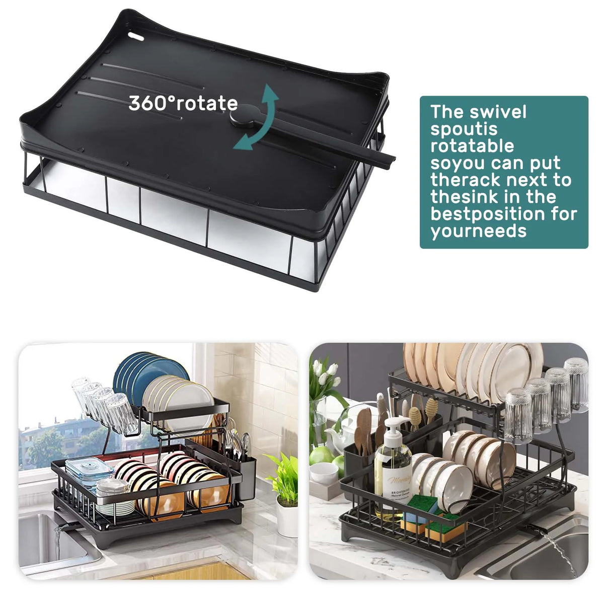Two Tier Kitchen Dish Drying Rack