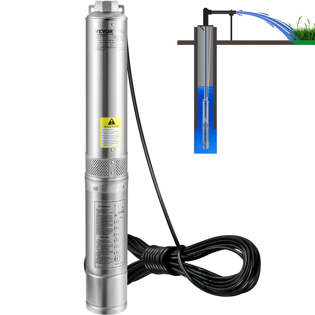 SucceBuy Stainless Steel Deep Well Submersible Pump