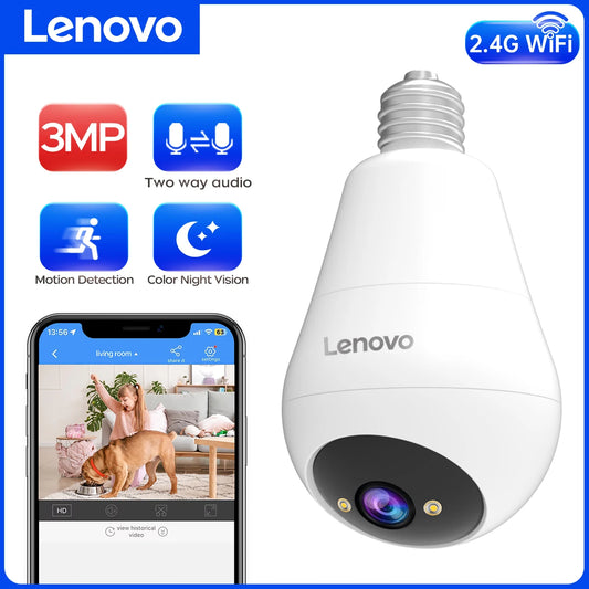 Lenovo 3MP WiFi E27 Bulb Security Camera With Night Vision