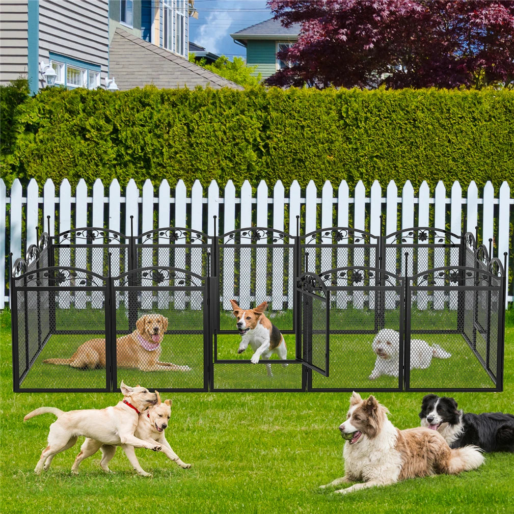 BINGOPAW 8-Panel Foldable Metal Dog Playpen With Gate