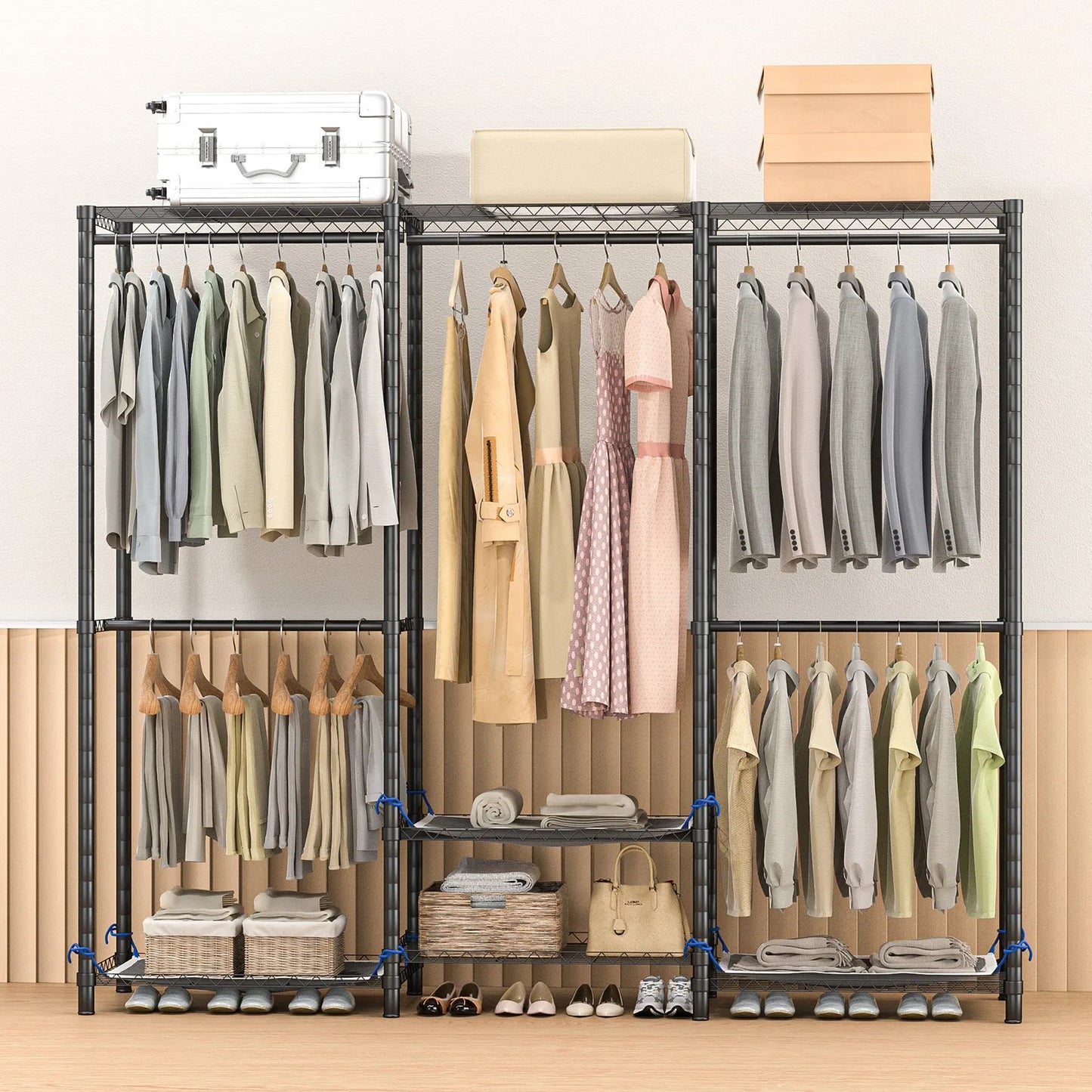 Portable Metal Clothes Rack Storage Organizer Hanging Rod