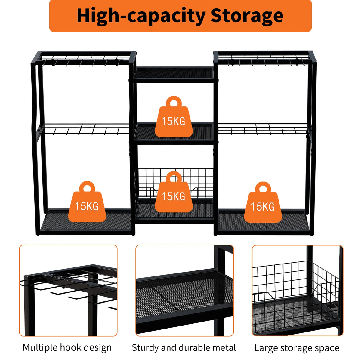 Freestanding Garden Tool Rack for Garage Storage Organizer