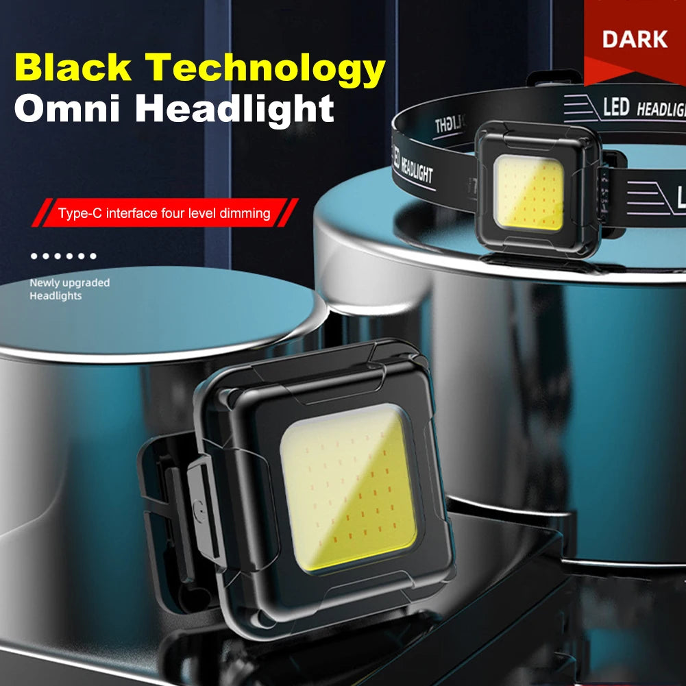 Mini COB LED Rechargeable Headlamp With Adjustable Beam