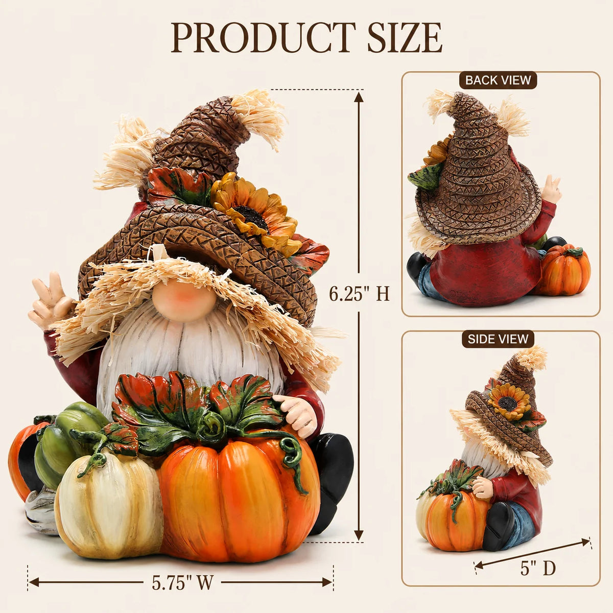 Hodao Fall Scarecrow Gnome Figurine