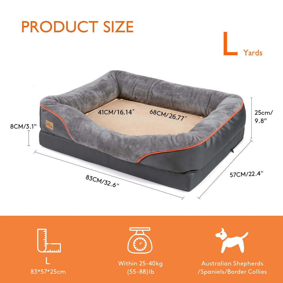 BINGOPAW Washable Foam Dog Bed With Removable Cover