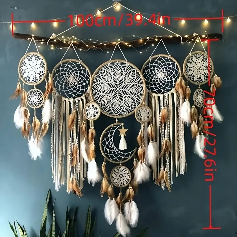 Handcrafted Moon Dream Catcher Bohemian Wall Decor