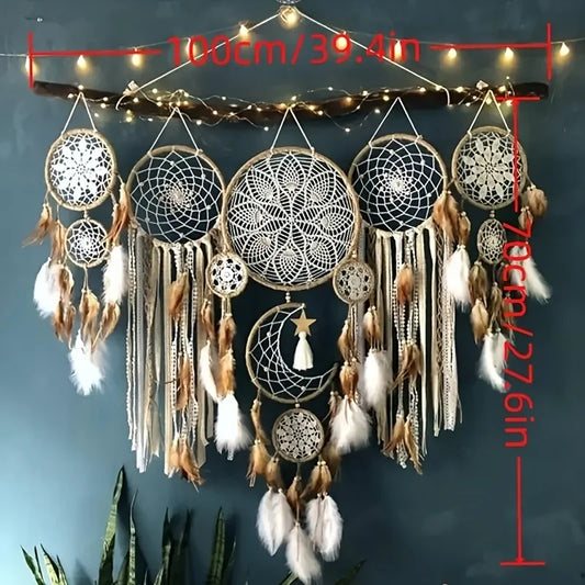 Handcrafted Moon Dream Catcher Bohemian Wall Decor