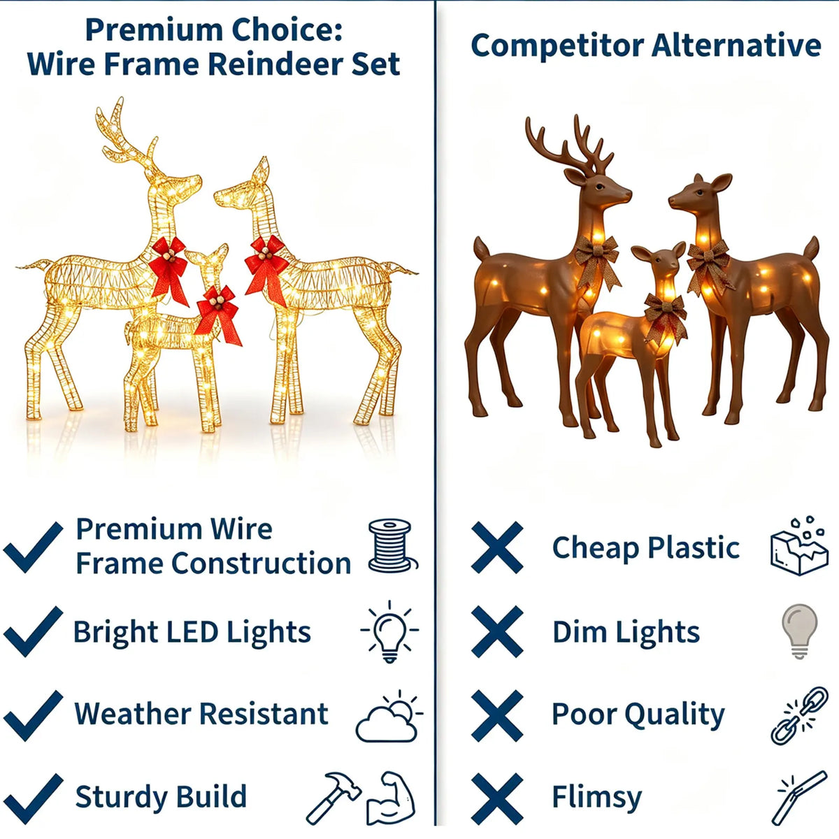 Lighted Christmas Deer Family Outdoor Decoration Set