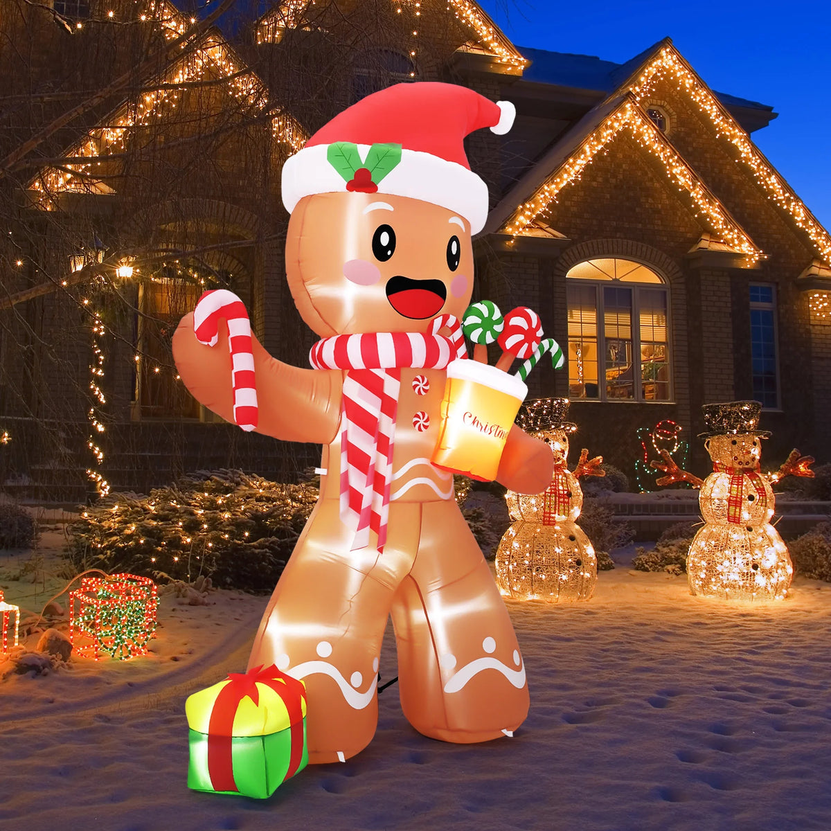 LED Inflatable Gingerbread Man Christmas Decoration