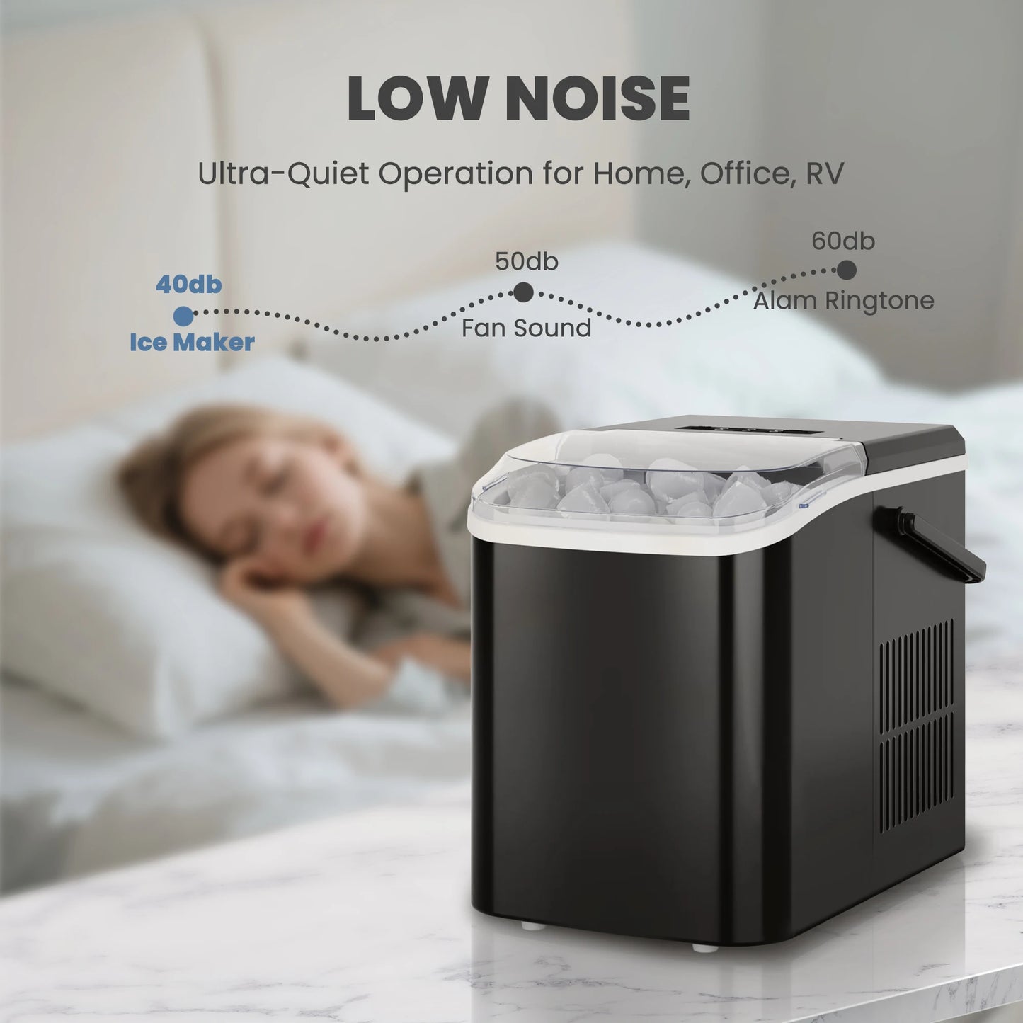 Compact Countertop Ice Maker With Self Cleaning Design