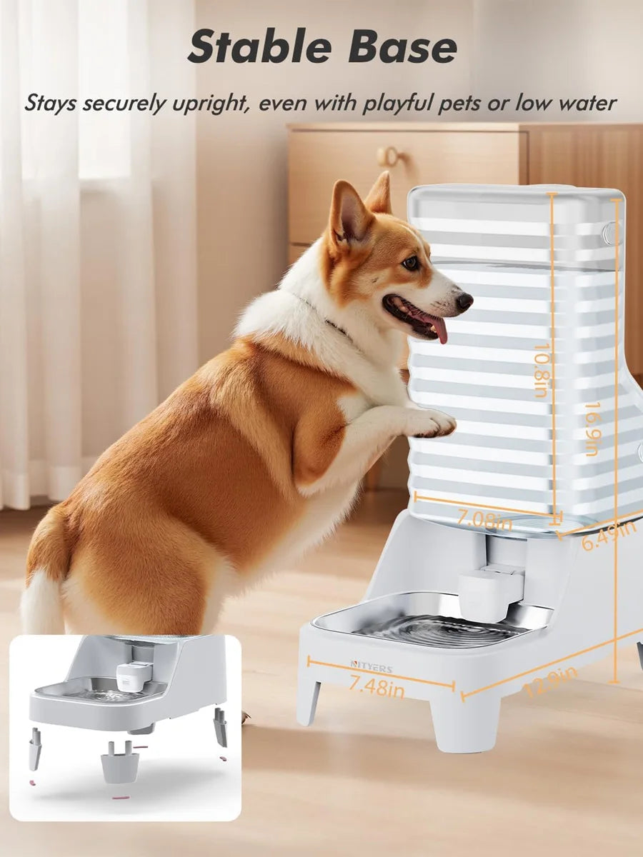 NITYERS Gravity Pet Water Dispenser With Steel Tray
